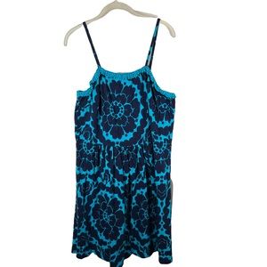 Boden Women Teal & Navy Blue Floral Midi Boho Festival Hippie Dress size 16